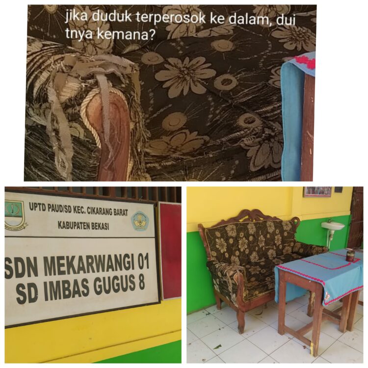 Kursi Sofa Bolong di Pamerkan di Meja Piket Seakan Negara Tidak Sanggup Beli , Ujang Jawab Enteng Dana BOS Terserap Baik
