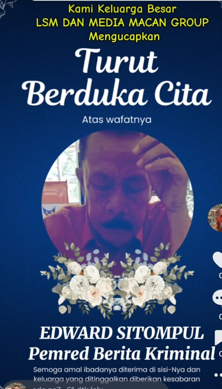 TURUT BERDUKA CITA KEPADA  TOKOH PERS BEKASI SENIOR EDWARD SITOMPUL TUTUP USIA