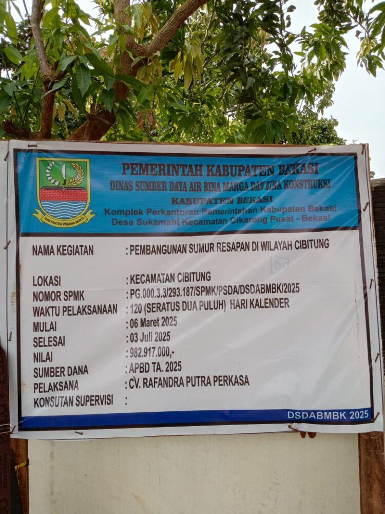 Proyek Sumur Resapan Dinas Sumber Daya Air ( PSDABMBK ) Kabupaten Bekasi , Tanpa Musrembang,Tanpa Persetujuan PJ Kades, Apakah Cara Dapat Duit Cepat ?
